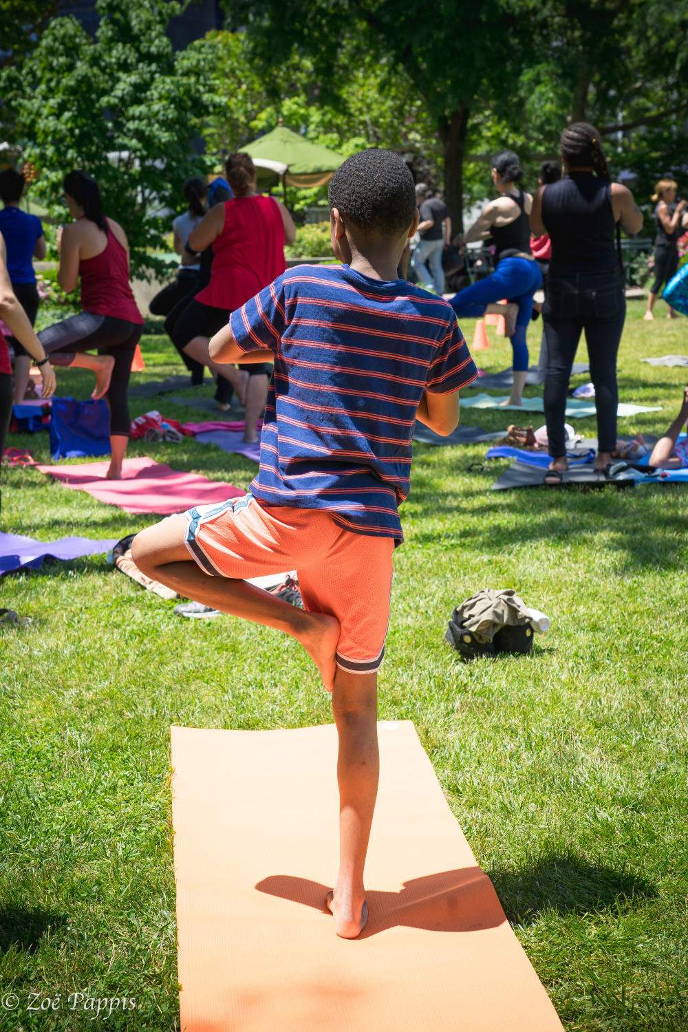 Children in yoga class at Newark school